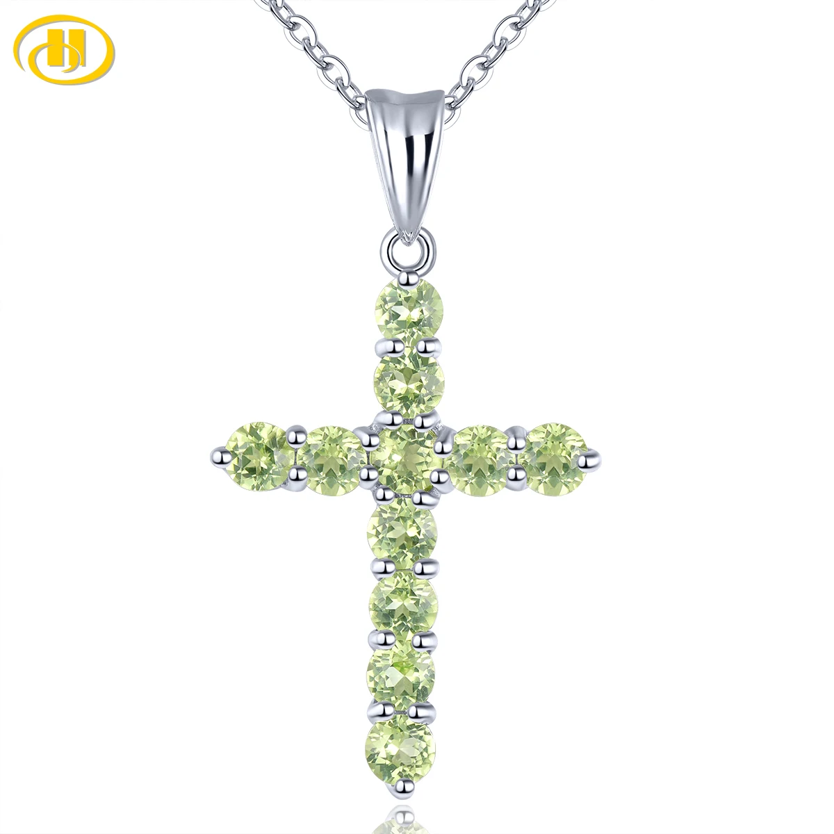 

Natural Peridot 925 Sterling Silver Cross Pendant 1.5 Carats Genuine Gemstone Birthday Gift Religious Style Fine Jewelry