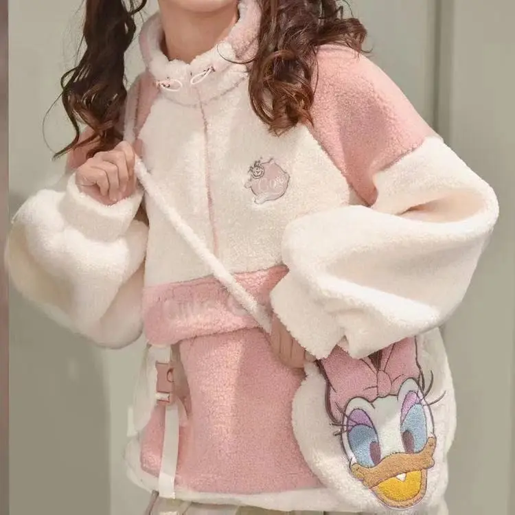Kawaii Plush Sweatshirts Femme 2022 Autumn Fleece Long Sleeve Top Embroidery Hoodies Pocket Winter Clothes Women