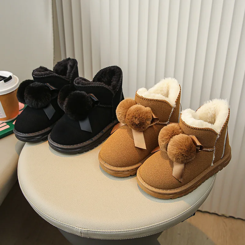 Snow Boot for Baby Girl 2023 Korean Version Versatile Plush Baby Boot Thick Cotton Shoe Thick Sole Warm Short Boot Угги Детские