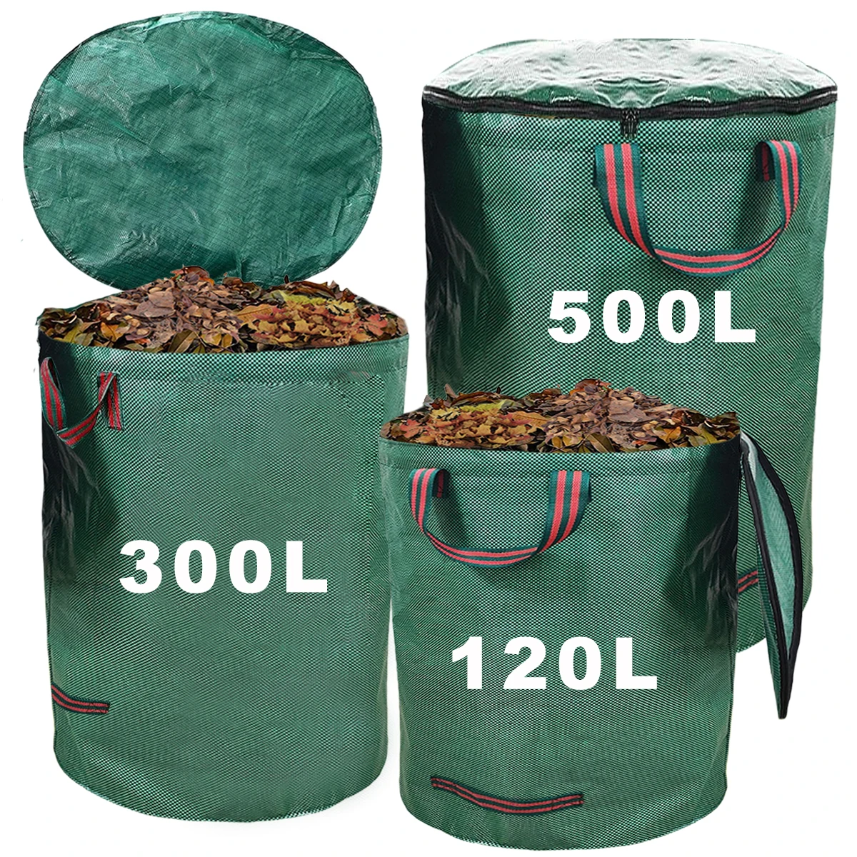 1pc 32/80/132Gallon Garden Waste Bag Extra Large Leaf Collector Bag Reusable Yard Garbage Storage Leaves Carrier with Cover garden waste bag