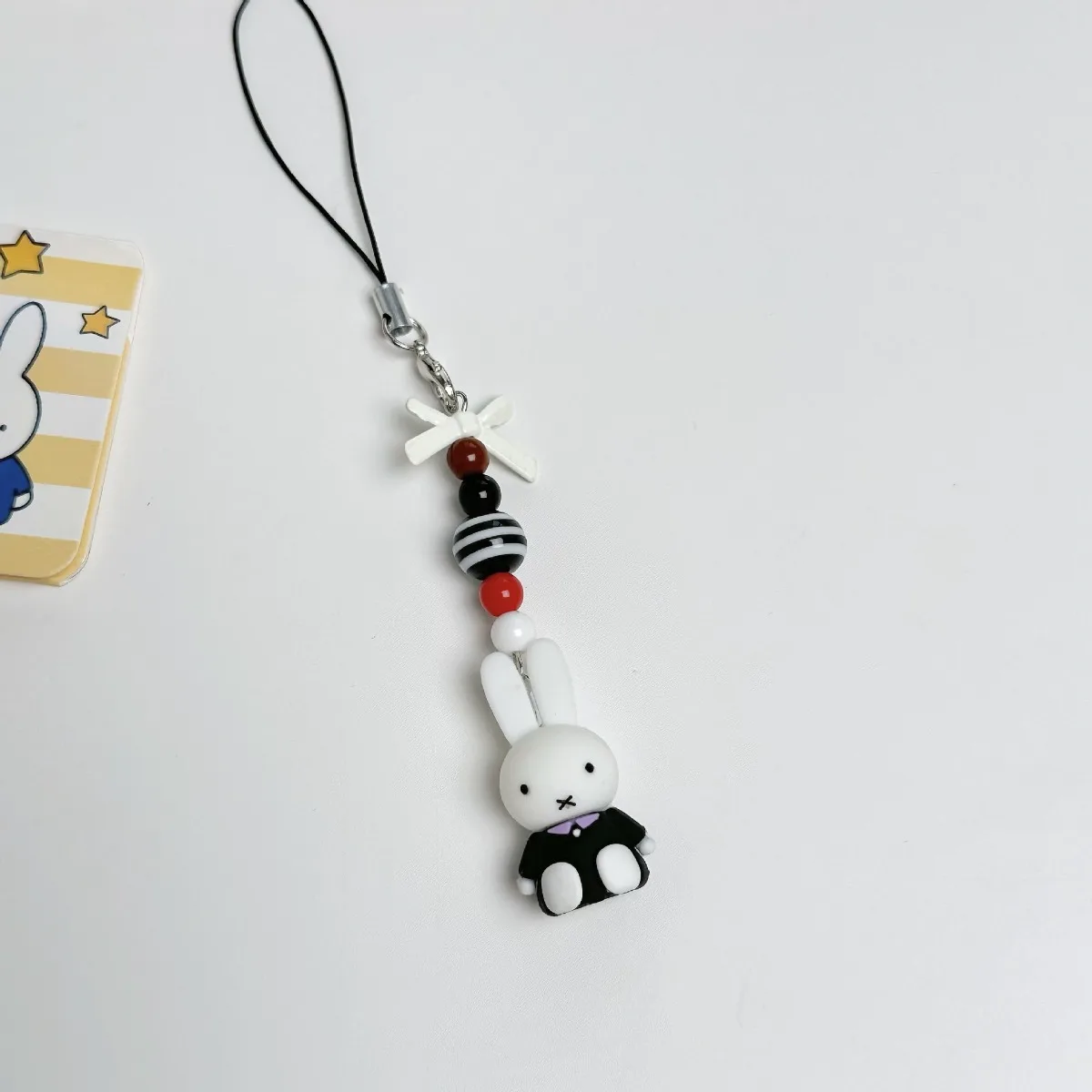Kawaii Anime Miffy Keychain Cartoon Little Rabbit Bow Creative Keychain Bag Y2K Punk Style Bow Girl Gift