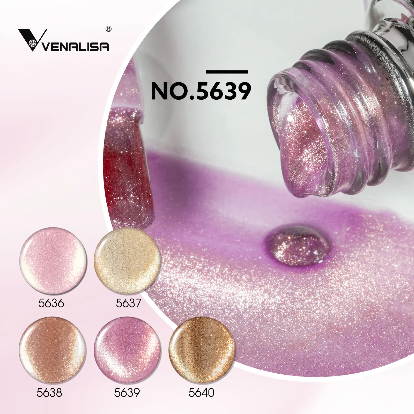 Venalisa 10ml Glitzer-Diamant-Flash-Katzenaugen-Gel-Nagellack-Set HEMA/TPO-frei, ablösbar, UV/LED, magnetische Farbkarte, Nagelspitzen-Gel-Set – Detail 5