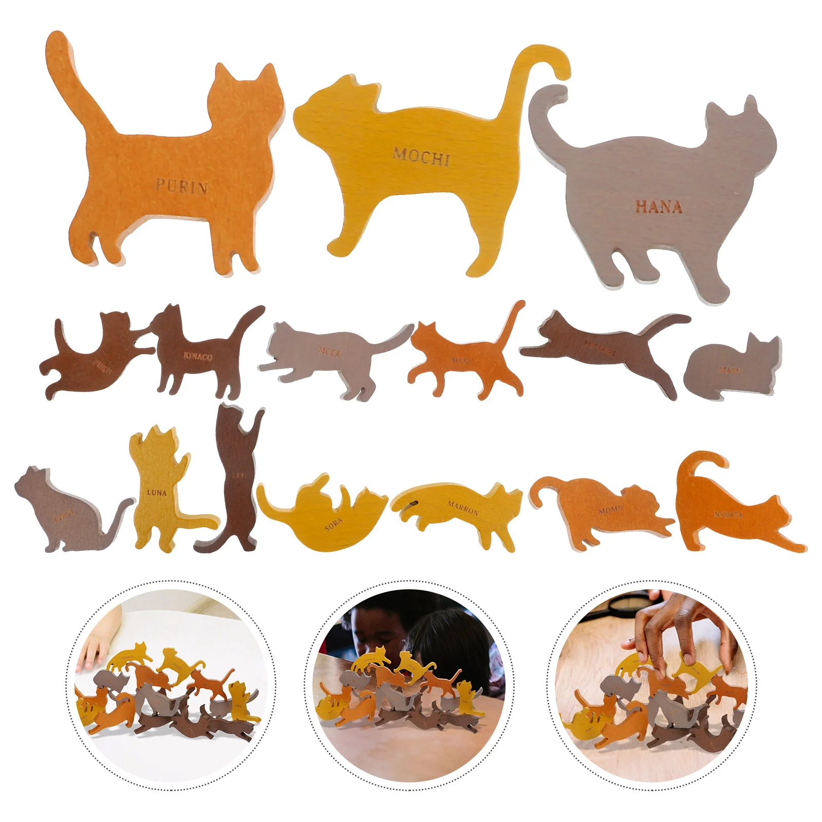 

Wooden Animals Stacking Blocks Cat Building Balance Game Toys Educational Balancing Activity Toy Animal Stacker Montessori