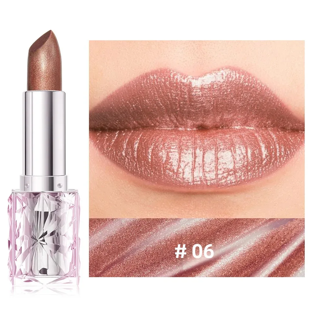 Wasserfester Schimmer-Lippenstift: Perlmuttartiger, feiner Glitzer – langanhaltender Lipgloss für ein geschmeidiges, glänzendes Lippen-Make-up._voghion.com