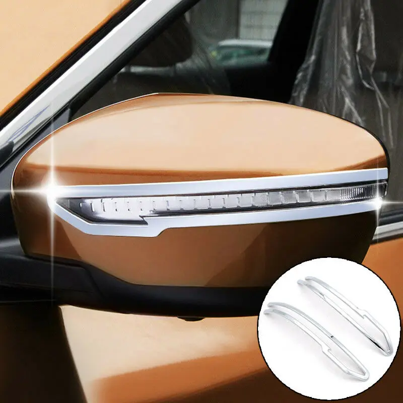 Chrome Side Rearview Mirror Cover Trim Molding Strip Light Decoration For Nissan Qashqai X-Trail Murano Rogue Pathfinder