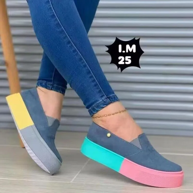 

Female Canvas Sneakers Woman Loafers Platform Canvas Shoes Chunky Black and White Women Shoes Tenis Feminino Casual Plataforma