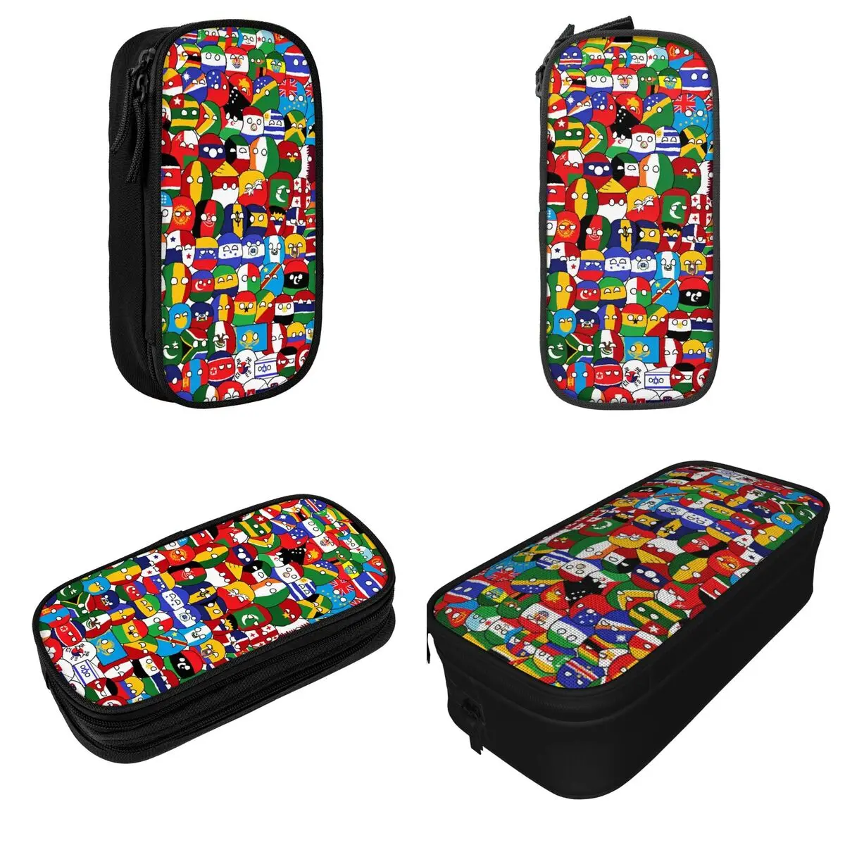 Countryball Cartoon Pencil Case Pen for Student Large Storage Bag School Stationery
