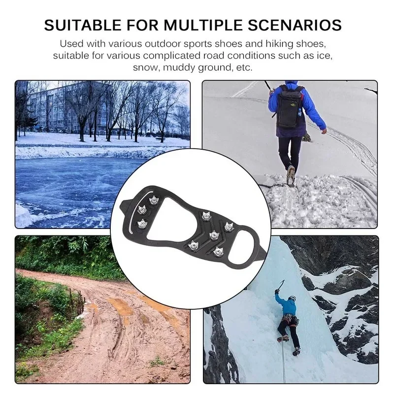 Professional Climbing Crampons 8 Studs Anti-Skid Ice Snow Walking Shoes Spike Grip Winter Outdoor Equipment Camping Gear climbing crampons 1 Pair