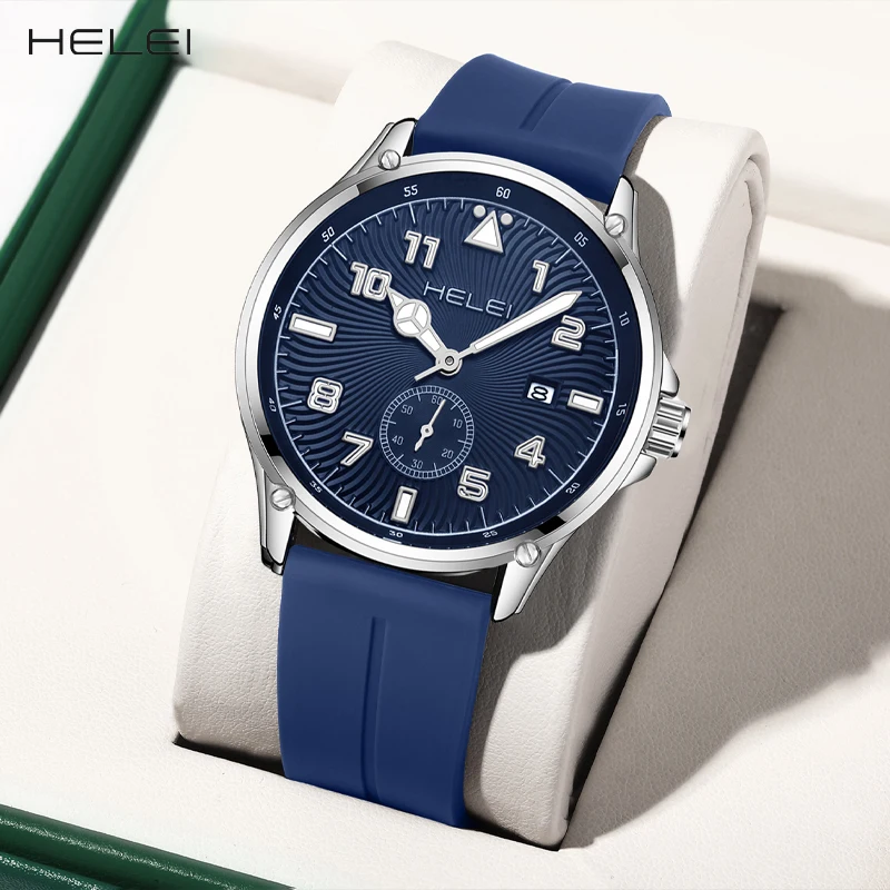 HELEI Hot Model 2024 Jazz Series Sport Comfort Multifunction Quartz Movement Men's Quartz Watch Men's Waterproof Watch