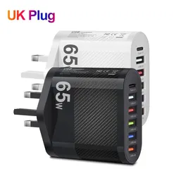 High-Speed 5-Port USB Charger with PD & QC 3.0 Technology - UK Plug (White)