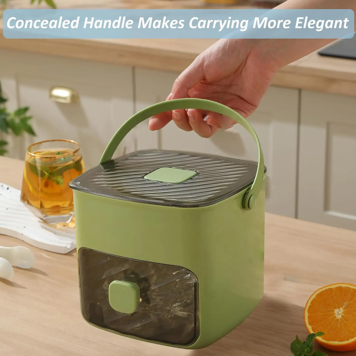48-Cube Ice Maker Maker Cover Storage Box Popular Food Grade Plastic Refrigerator Ice Cube Mold Tool with Easy Press Cap