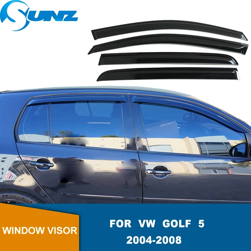 Side Window Deflectors For VW Golf 5 V MK5 TDI GTI R32 2004 2005 2006 2007 2008 Sun Rain Guard Door Visor Weathershield SUNZ car window visor car window deflectors