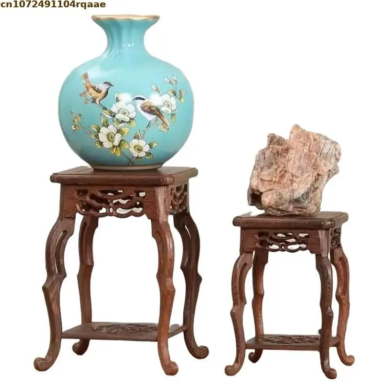 Wooden Bonsai Plant Shelf Vase Flower Pot Sorting Table Rack-Standing Flower Base Garden Decor Tea Sets Pedestal Stand