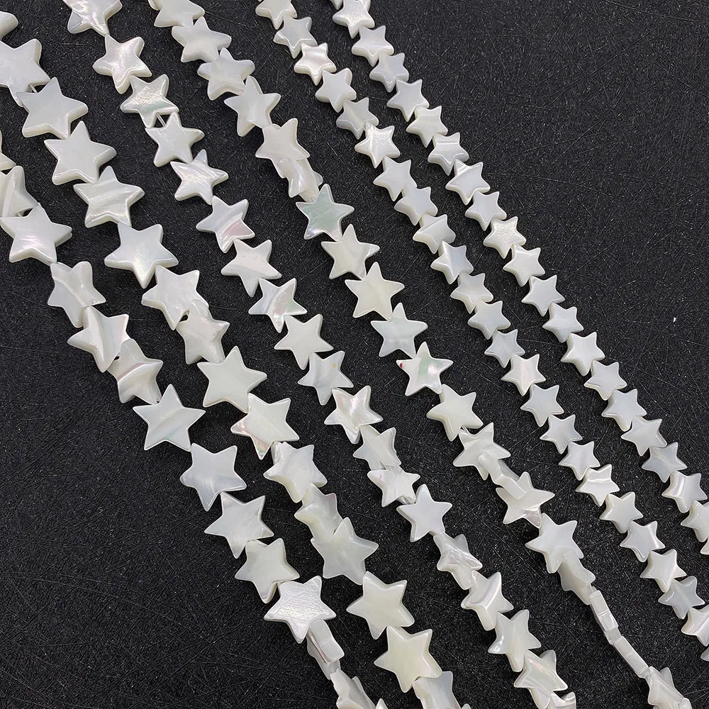 

1 Strand 8mm 10mm 12mm White Color Natural Freshwater Pearl Shell Loose Beads Strand Star Shape DIY for Making Necklace Earring