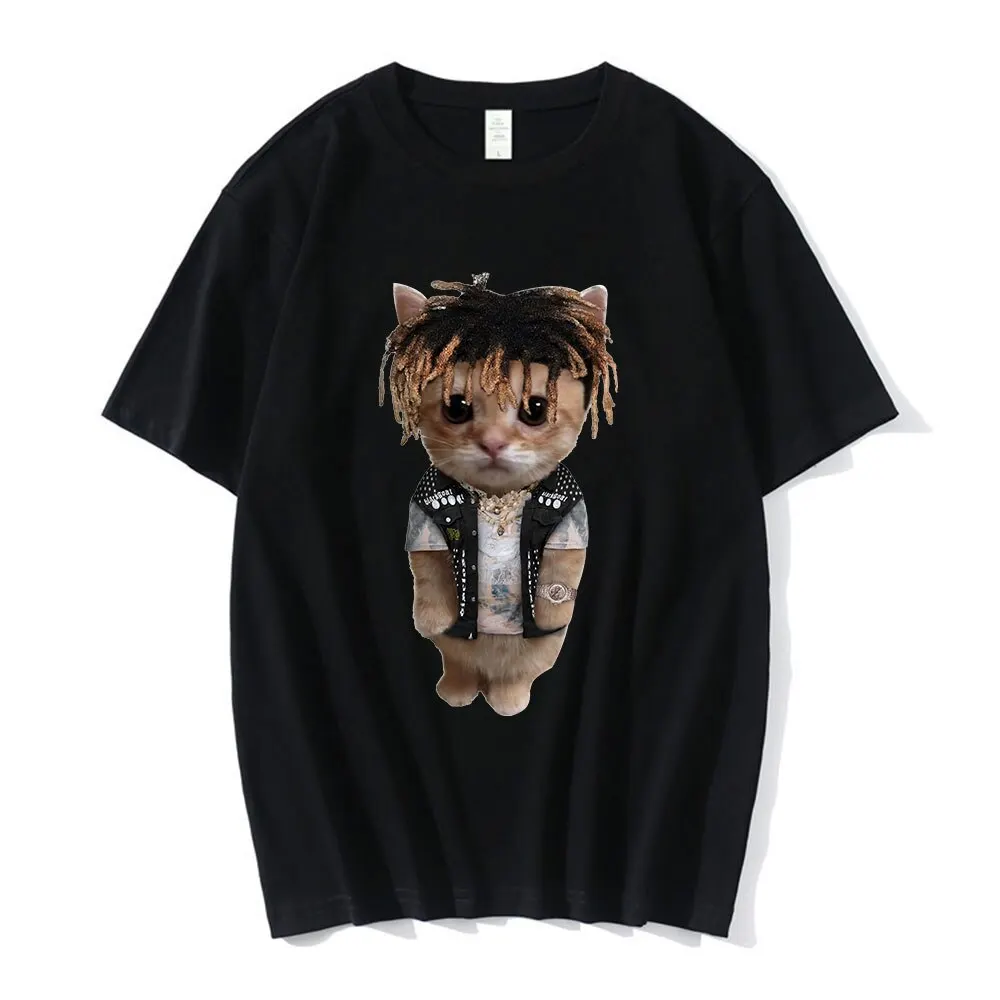 Женская футболка с рисунком кота и плача, футболка с рисунком кота, модные футболки с коротким рукавом, Забавные футболки с коротким рукавом