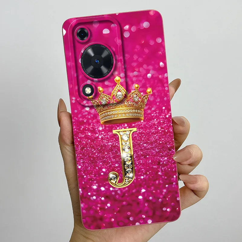 Crown Initial Letter Couple Phone Case - Soft Silicone TPU Lens Protective Casing