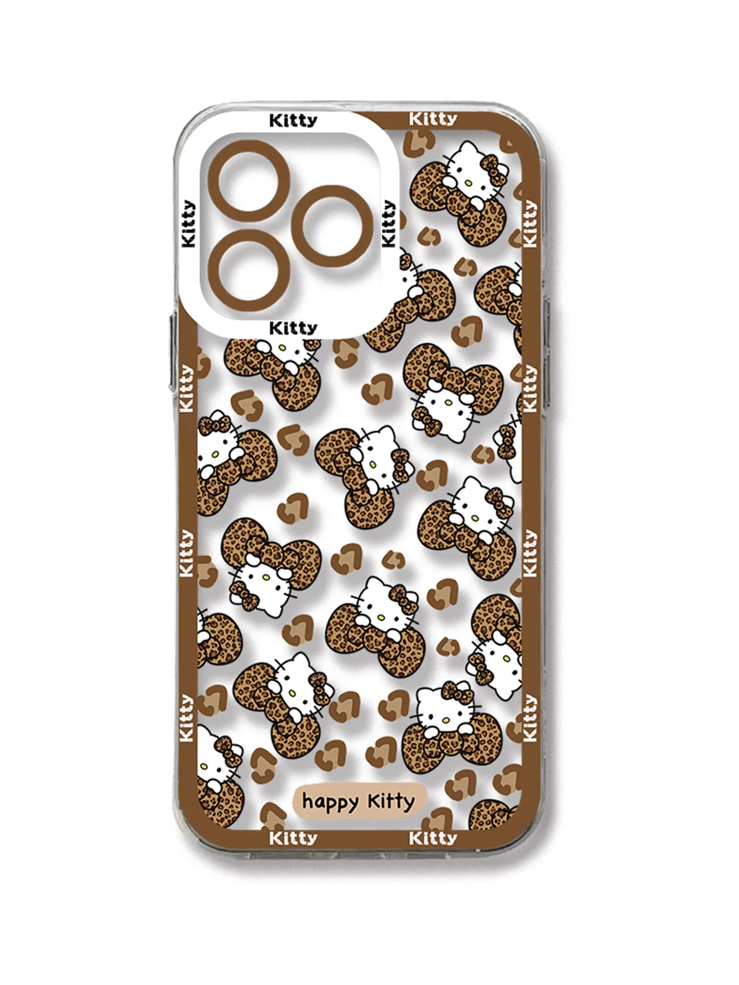 Fashion Leopard Print Hello Kitty Phone Case For iPhone 15 14 13 12 11 Mini Pro Max X XR XSMax 7 8 Plus SE20 Transparent Cover