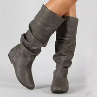 2024 Mid-Calf Boots Women Flat Shoes Spring Autumn Women High Boots Long Western Cowboy Boots Women Footwear Large size 35-43 - Image 2