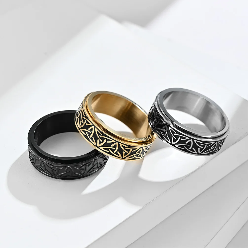 

Stainless Steel Anxiety Ring For Women Men Celtic Knot Spinner Fidgets Ring Gold Spinning Finger Band Anti Stress Jewelry
