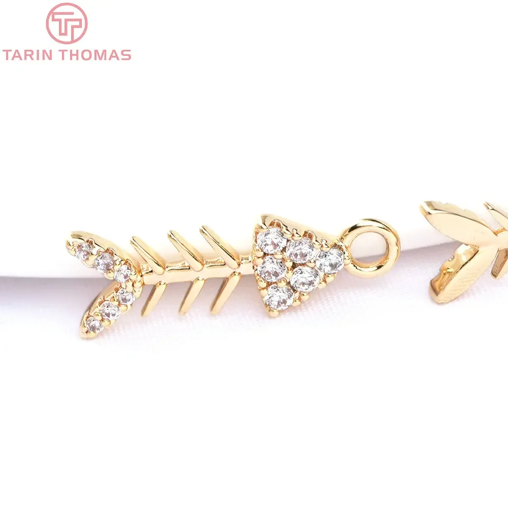 

Латунные подвески в форме рыбьей кости с цирконом, 4 шт., 6x6255 мм, 24 кар, золотистого цвета, фурнитура для изготовления ювелирных изделий высокого качества «сделай сам» (15,5)