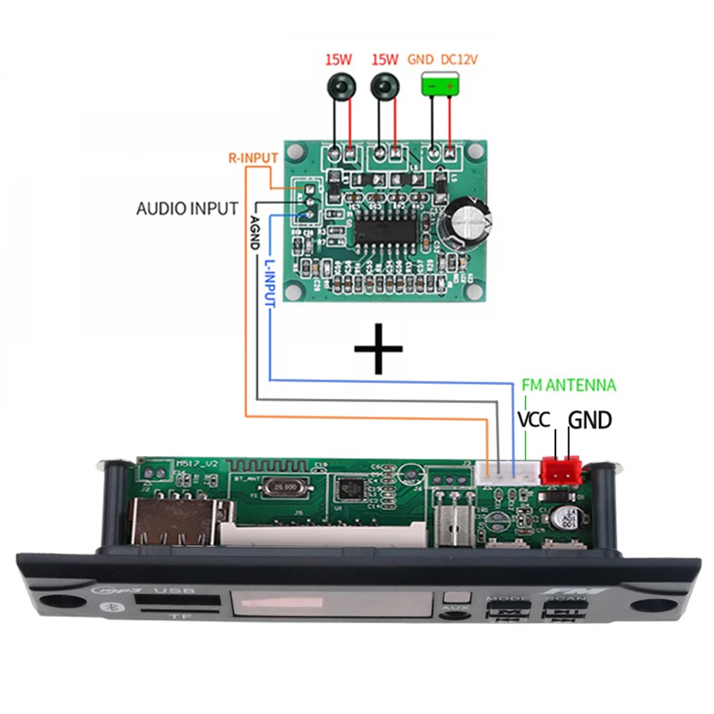 Car Audio Upgrade Bluetooth 12V MP3 Player Module WMA Decoder Board 3.5mm Line IN USB TF FM Radio Wireless Audio Receive