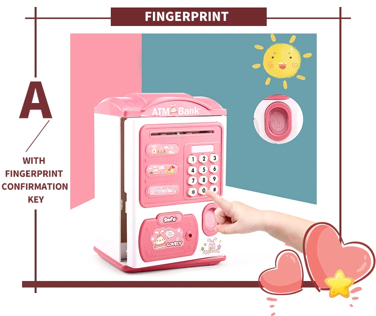 Money Box With Fingerprint Piggy Bank Electronic ATM Savings Box For Coins Cash Safe Large Coin Bank Password Lock For Children 2