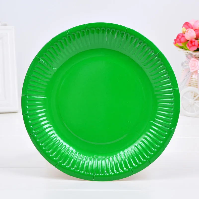 Description Picture 4 of item7inch Solid Paper Plates Theme Birthday Decorations Party Disposable Tableware Paper Napkins Cups Plates Tablecloths Straw