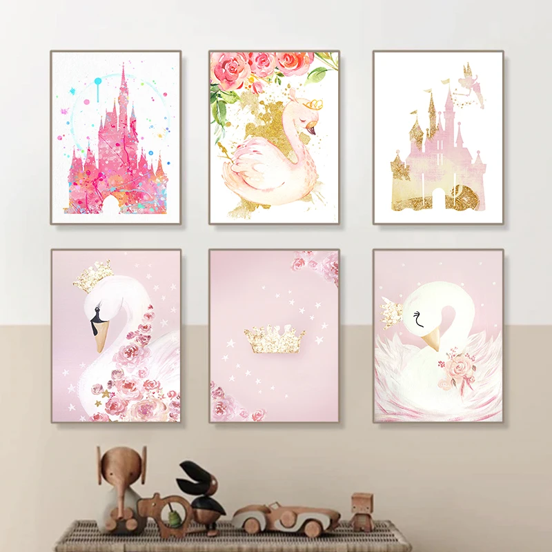 Swan Princess Watercolor Canvas Art 1