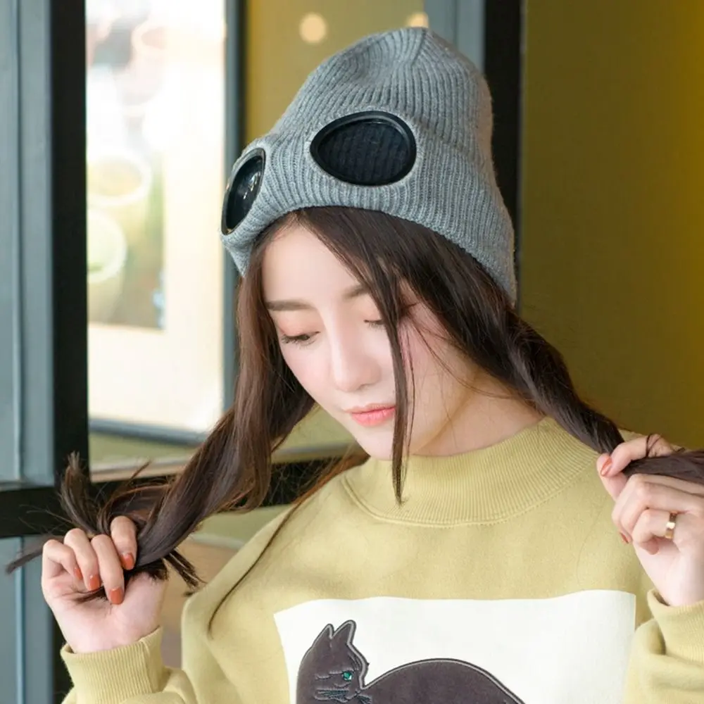 Ear Protection With Glasses Pullover Cap Skullies Caps Pilot Glasses Cap Ski Cap Knitted Hats Women Wool Caps Korean Beanies - 6