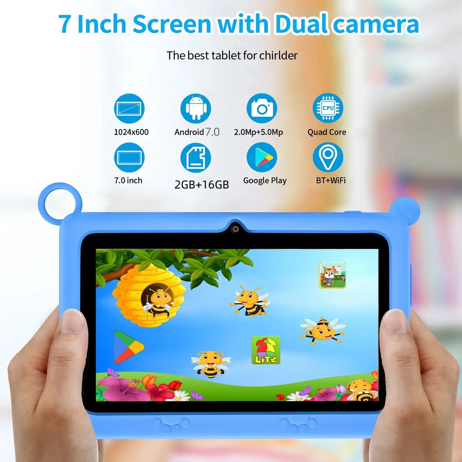 tablet for kids tablet 7-inch 2+16GB Bluetooth 4.0 5GWiFi Android 7.0-inch HD screen children's toys 5