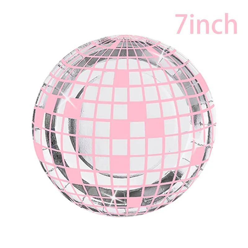 Pink Disco Ball Theme Disposable Tableware Pink Silver Disco Plates Cups Napkins Adults Women Happy Birthday Party Decor