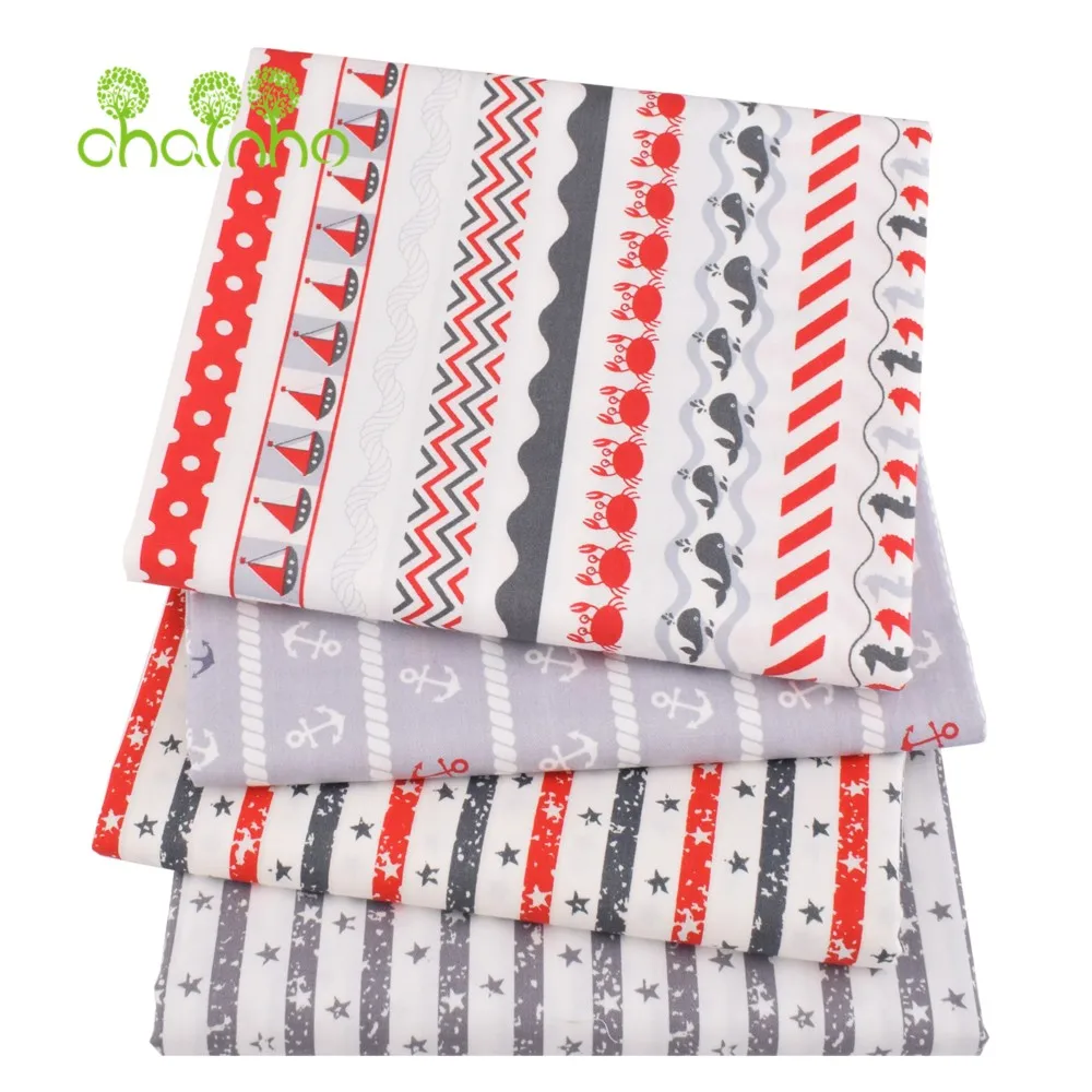 Chainho,Printed Twill Weave Cotton Fabric,DIY Quilting Sewing Material,Handmade Textile,Patchwork Cloth,Ocean Series,25C21