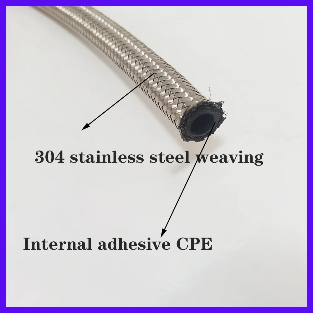 AN4 -AN20 Fuel Hose Oil Gas Cooler Hose Line Pipe Tube Nylon 304 Stainless Steel Braided Inside CPE Rubber 1M 6 colour