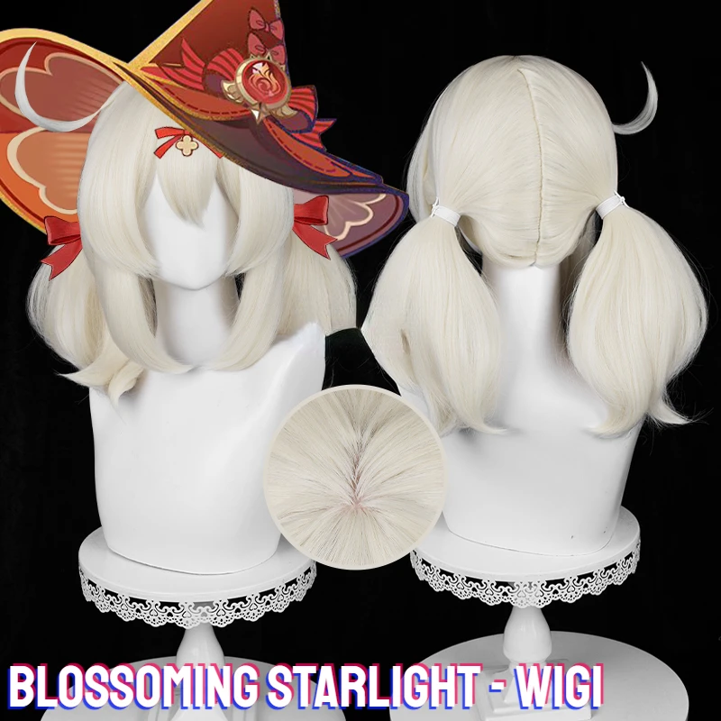 

Klee Blossoming Starlight Cosplay Wig Game Genshin Impact Klee New Skin 42cm Milk White Wigs Heat Resistant Hair