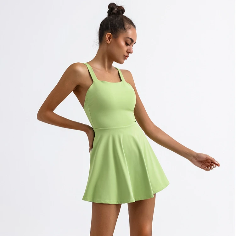 Tennis Dress with Shorts Badminton Clothing Golf Wear Dress with Shorts Underneath Workout Outfit Sport Beach Tennis