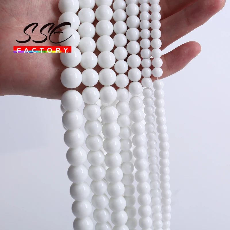 Natural White Agates Stone Beads Onyx Round Loose Spacer Beads For Jewelry Making DIY Bracelet Accessories 4 6 8 10 12mm 15