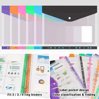 12pcs six-color file organizer, 11-hole plastic expanding folder for 2/3/4 ring binders with snap closures and blank labels. 5