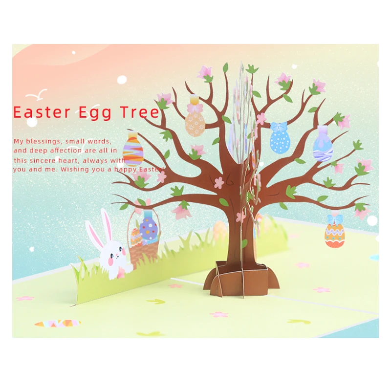 3D Easter Eggs Pop Up Holiday Greeting Card, Laser Cutting, Party Invitation, Bunny, Birthday Gifts, Sympathy Card
