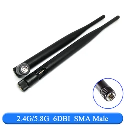 Dual-Band High-Gain WiFi Antenna with RP-SMA Connector - 10 Pcs (Black 19.5CM Male)