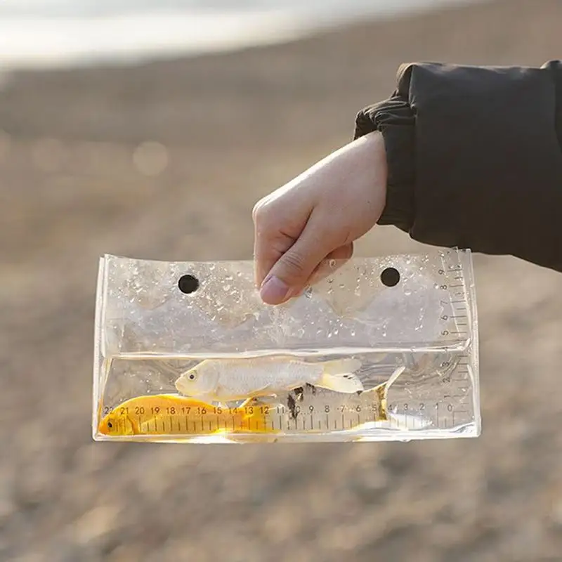 Nouveau sac à poissons PVC transparent design pratique avec échelle UV et fermeture snap