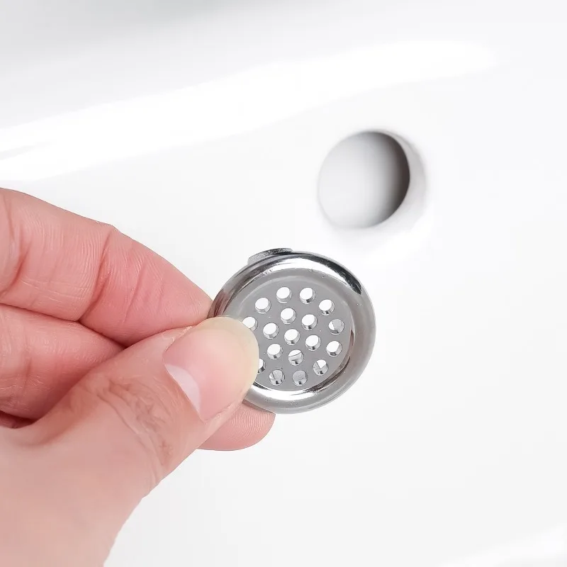 1/4PCS Wash Basin Overflow Ring Silver Plastic Kitchen Bathroom Basin Trim Sink Hole Round Overflow Plug Bath Drain Cap Net Ring
