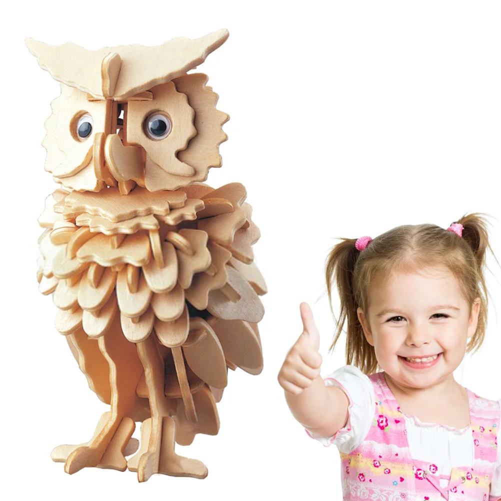 alien animal shaped jigsaw kawaii charm owl wooden puzzles 3d 100 200 300 pieces diy game wood toy for teen kids party gift 3D Wooden Puzzles Animal Owl Educational Toy for Kids and Adults