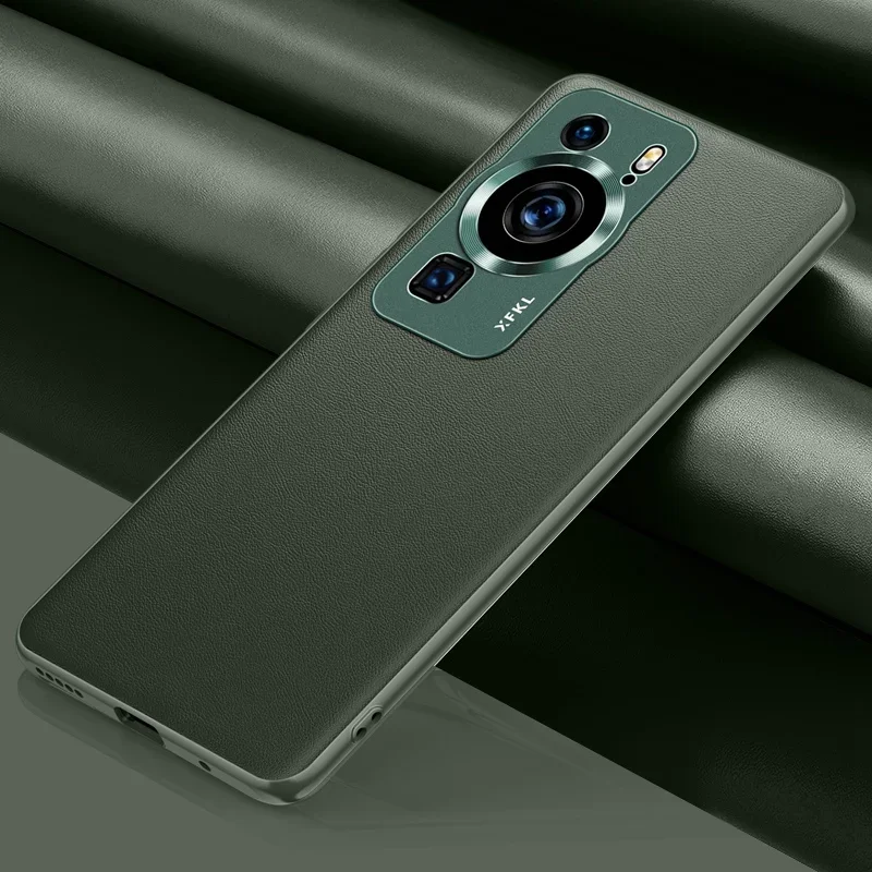 Luxury Leather and Silicone Protective Phone Case with Metal Lens Shield