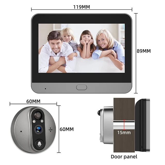 Mirilla Digital WiFi Con Cámara 1080P - Batería 5000mAh, Detección De Movimiento, Visión Nocturna, ángulo 158