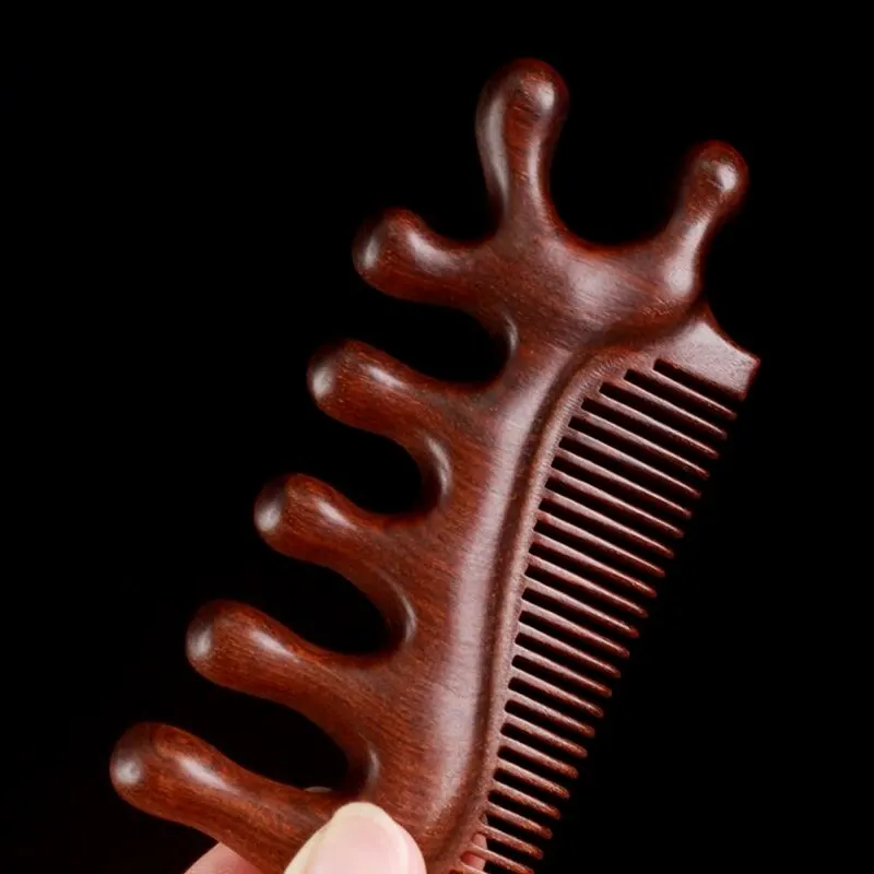 Description Picture 4 of item3 in 1 Massage Comb Blood Circulation Wood Sandalwood Comb Scalp Meridian Relax Anti-static Styling Tool Salon Supply Hair Brush