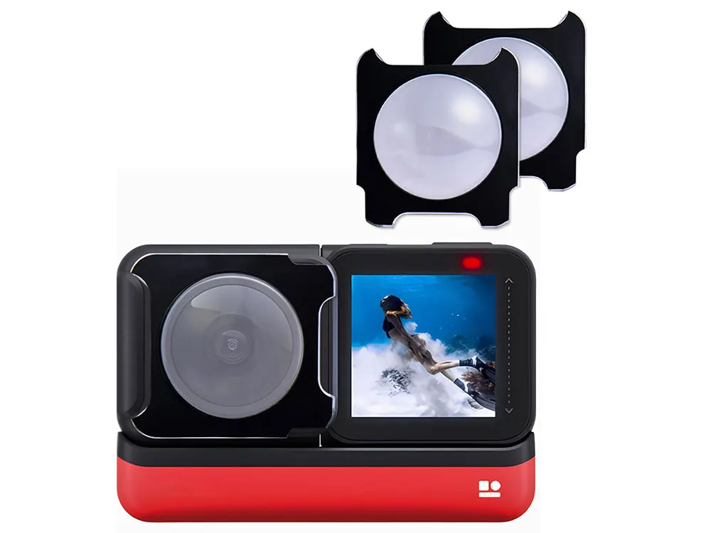 Insta 360 One RS/R 용 듀얼 렌즈 가드 2 개, 강화 유리 스포츠 카메라 커버 방수 투명 유리 렌즈 커버