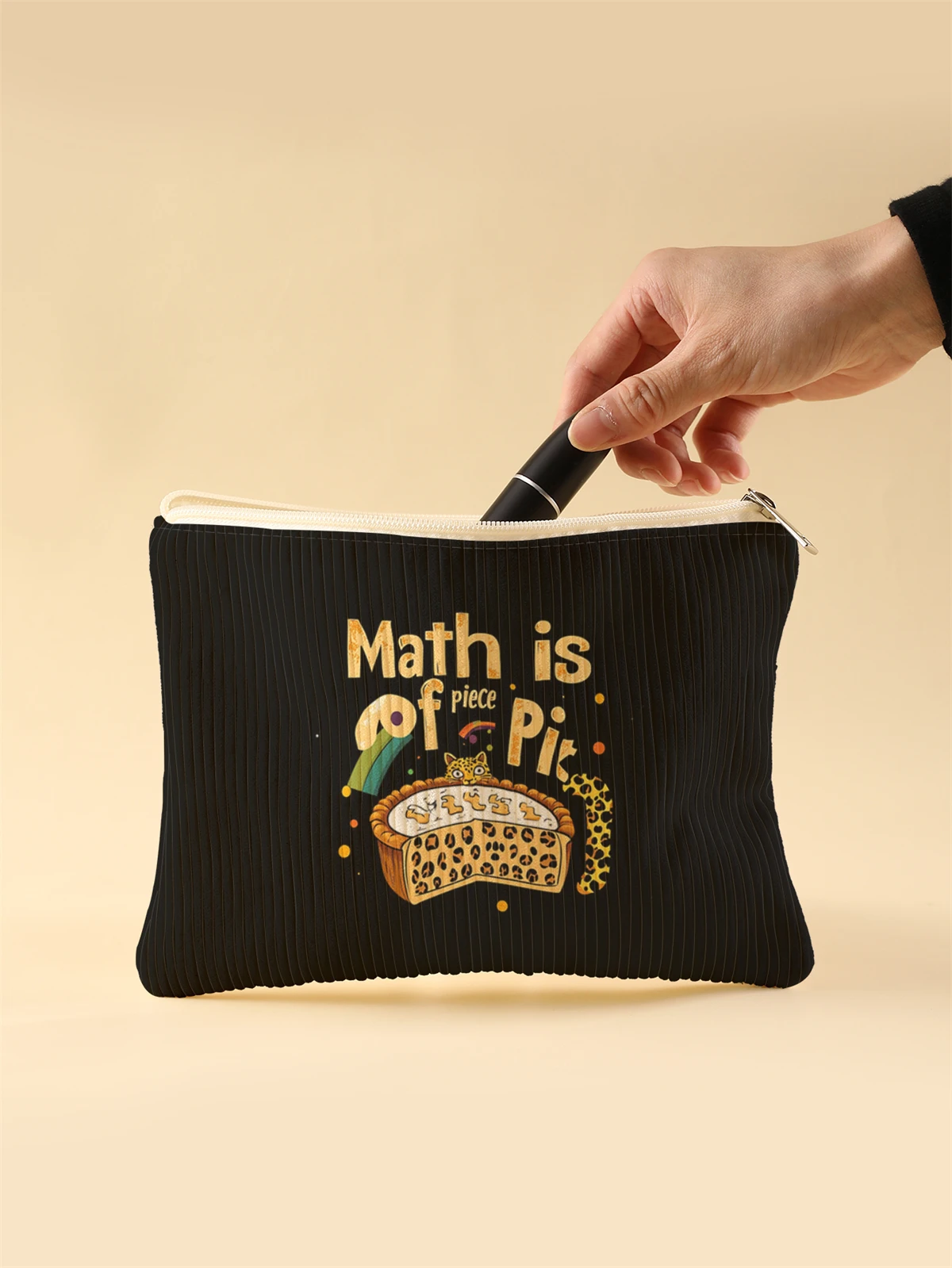 Women's Corduroy Travel Cosmetic Bag Portable Large Capacity Makeup Storage Organizer Zipper Clutch Purse Make up Bag