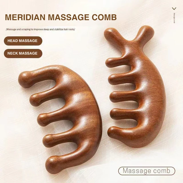 1PCS Scalp Head Meridian Massager Comb Head Scalp Body Massager massagers Sandalwood ABS muscle massagers Gua Sha Machine