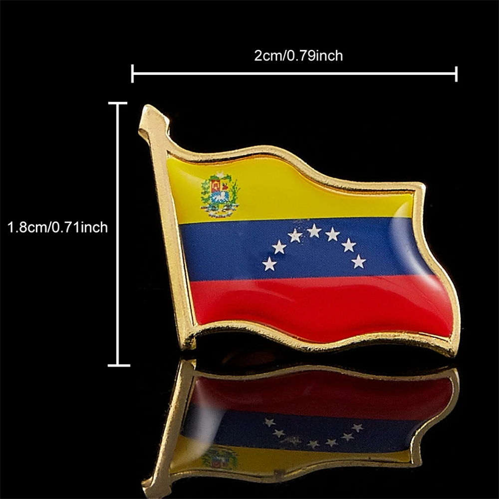 Venezuela Fashion Flag Pin Brooch Waving National Flag Style Badge Brooch W/ Butterfly Clip Safety Pins Metal Brooch