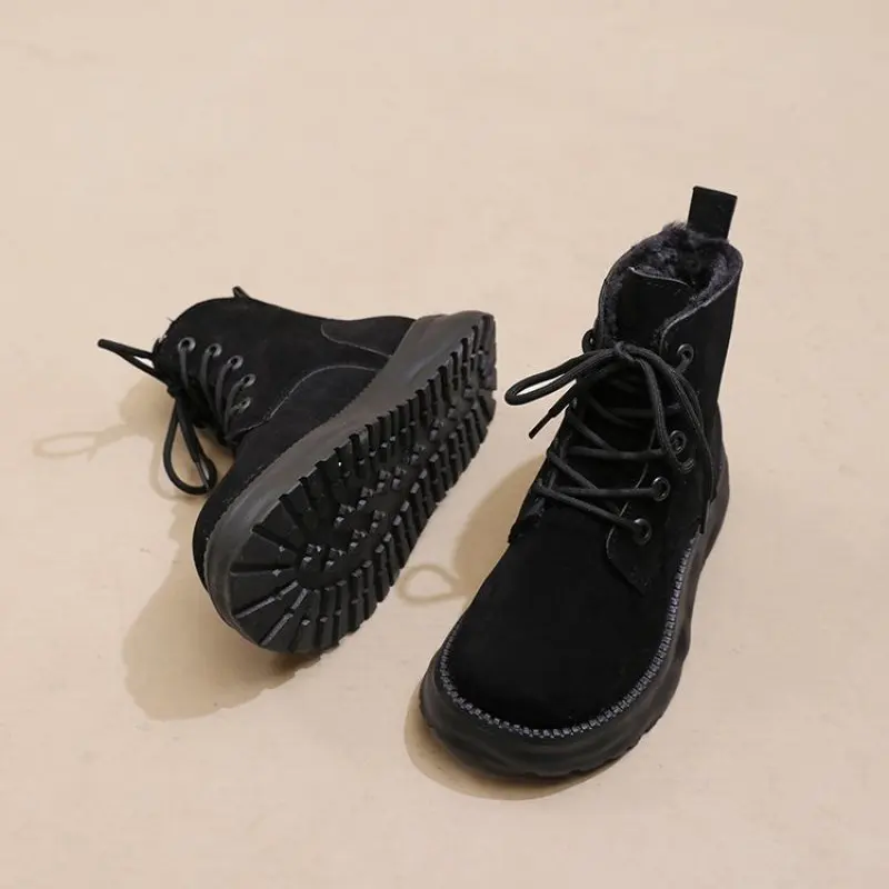 NEW Fashion Comfort Women's Autumn and Winter New Girls' Short Boots Plus Size 40 Leather Shoes Fleece-lined Thickened Fashion